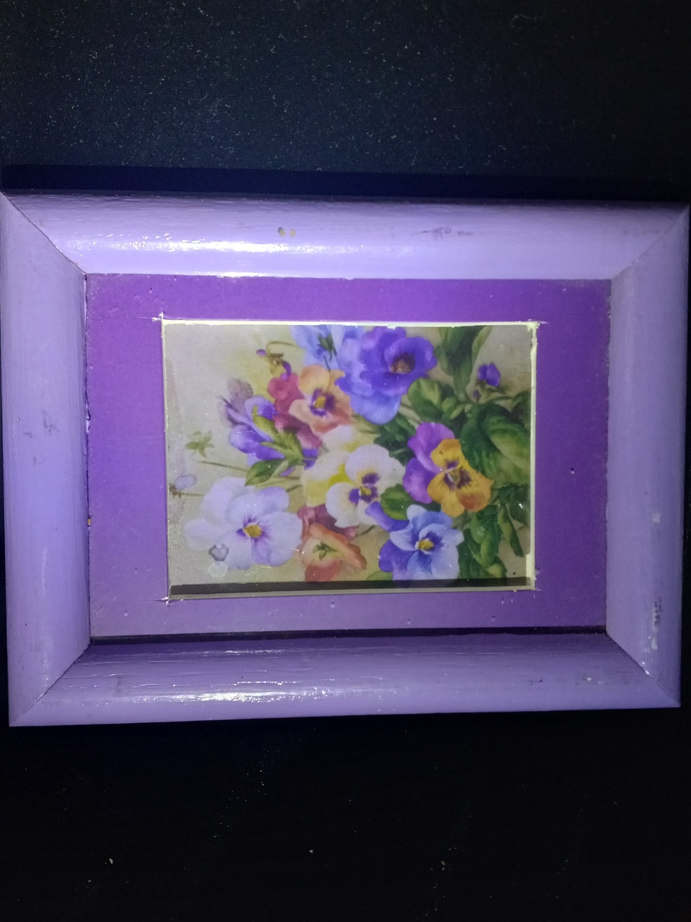 Lavender Wood Picture Frame with Floral Art